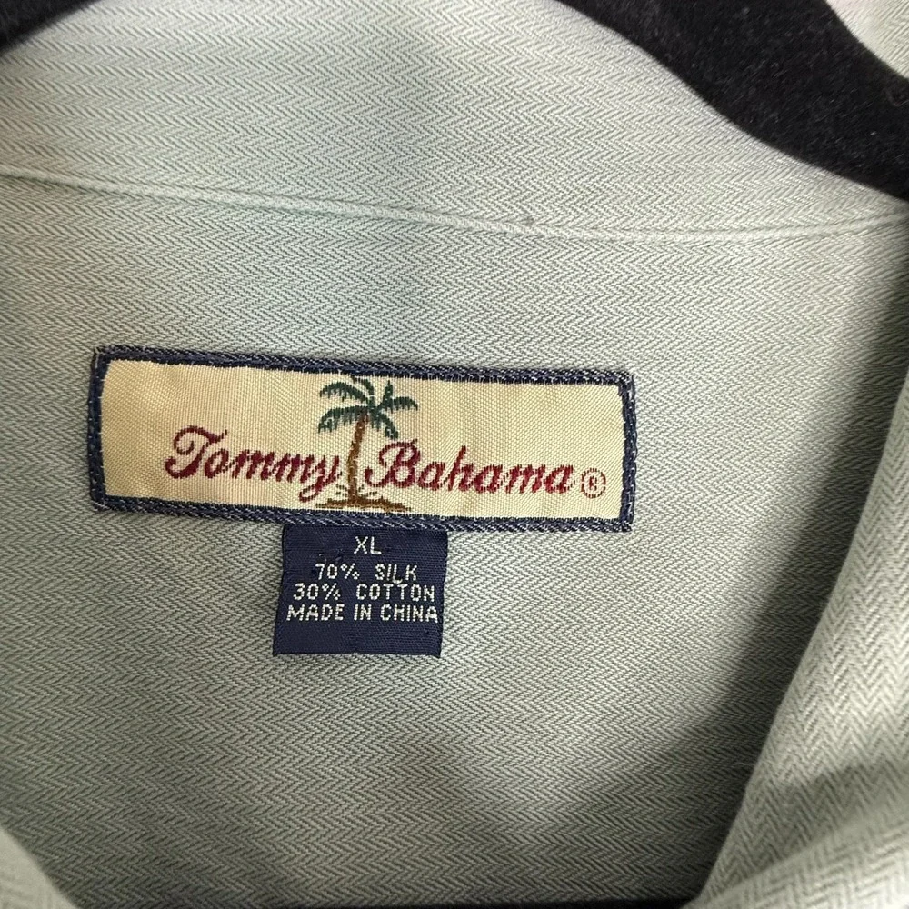 Tommy Bahama Men's Silk Blend Shirt XL Sage Green Relaxed Fit
